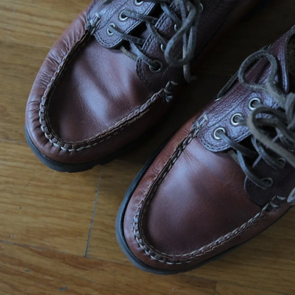G.H. BASS Ranger Super Lug Men Brown Hand Sewn Vintage Y2K 9.5D Boat Shoes